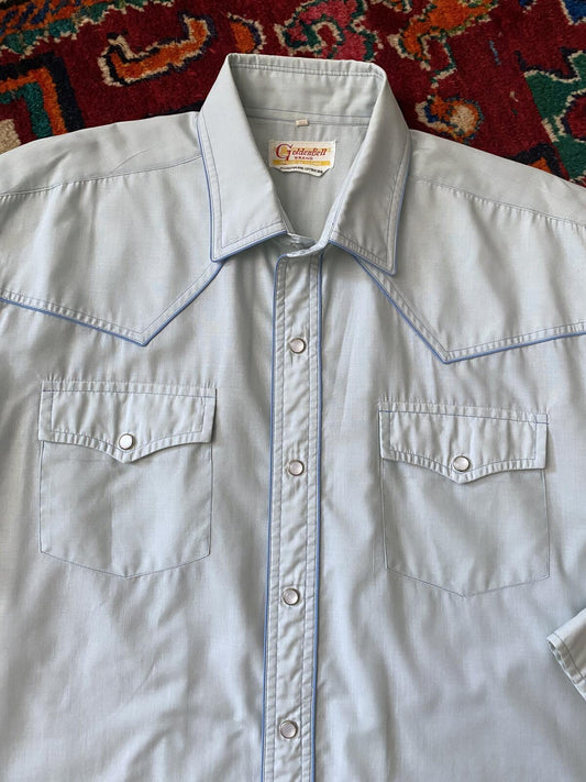 Vintage 1970s Pale Blue Western Shirt
