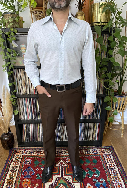Vintage 1970s Pale Blue Dagger Collar Shirt
