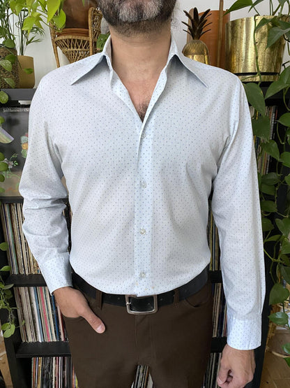 Vintage 1970s Pale Blue Dagger Collar Shirt