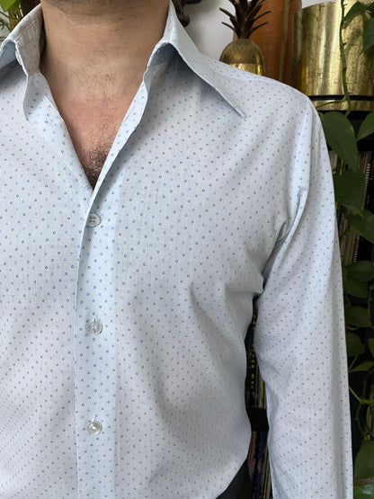 Vintage 1970s Pale Blue Dagger Collar Shirt