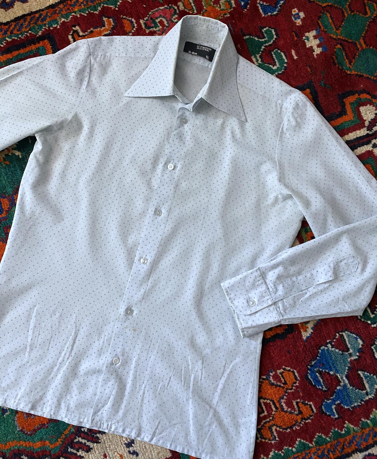 Vintage 1970s Pale Blue Dagger Collar Shirt