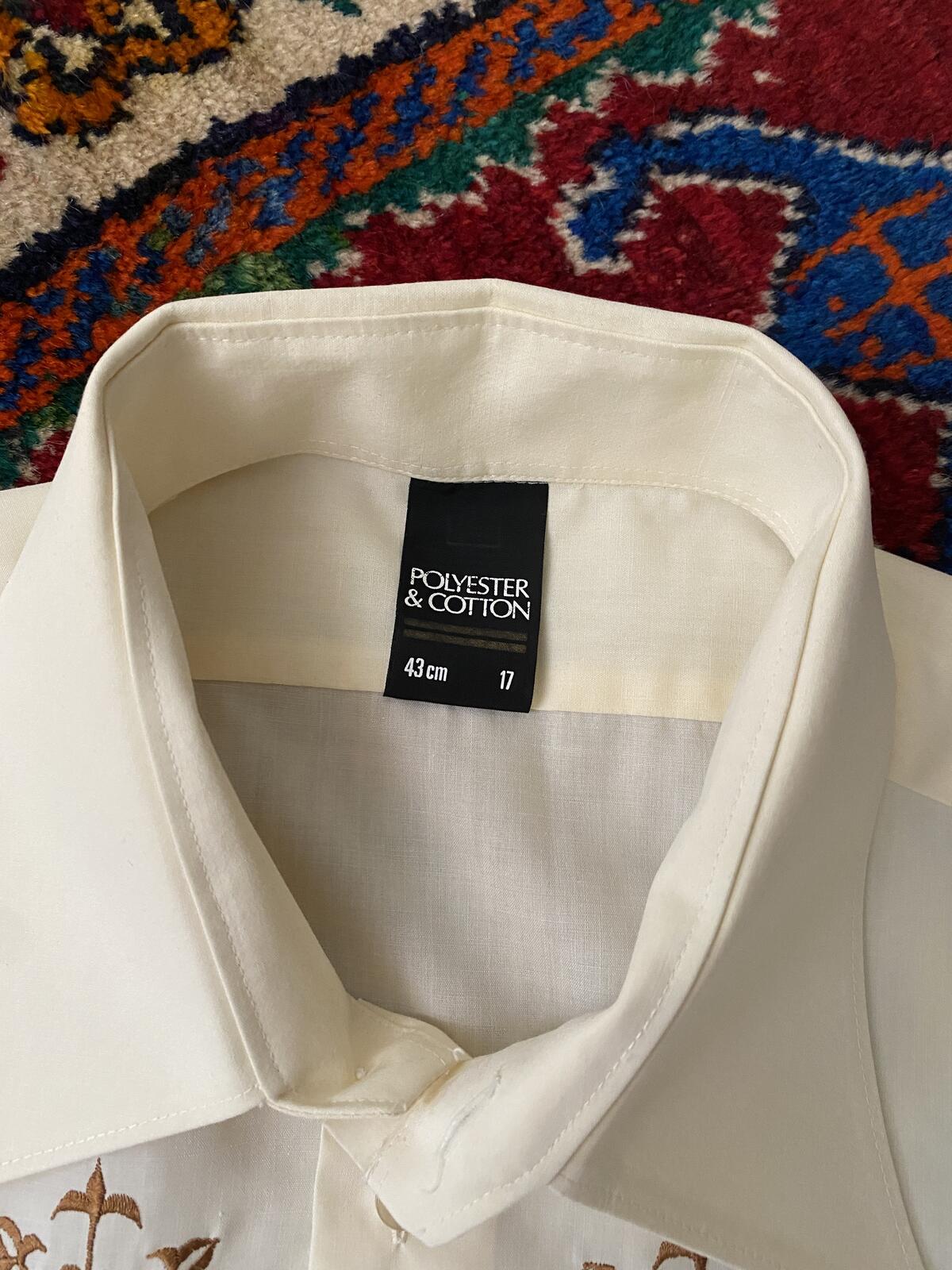 Vintage XL 1970s Beige Embroidered Shirt