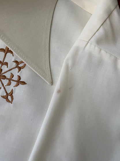 Vintage XL 1970s Beige Embroidered Shirt