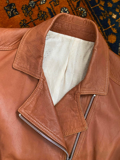 Vintage 90s Buttersoft Brown Biker Jacket