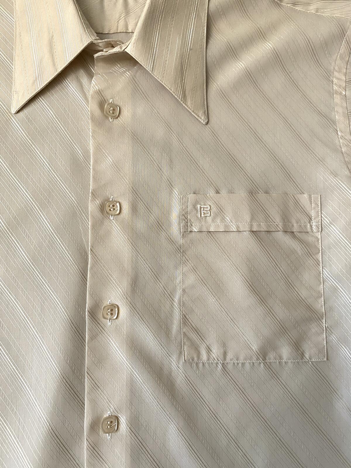 Vintage 1970s Beige Pierre Balmain Dagger Collar Shirt