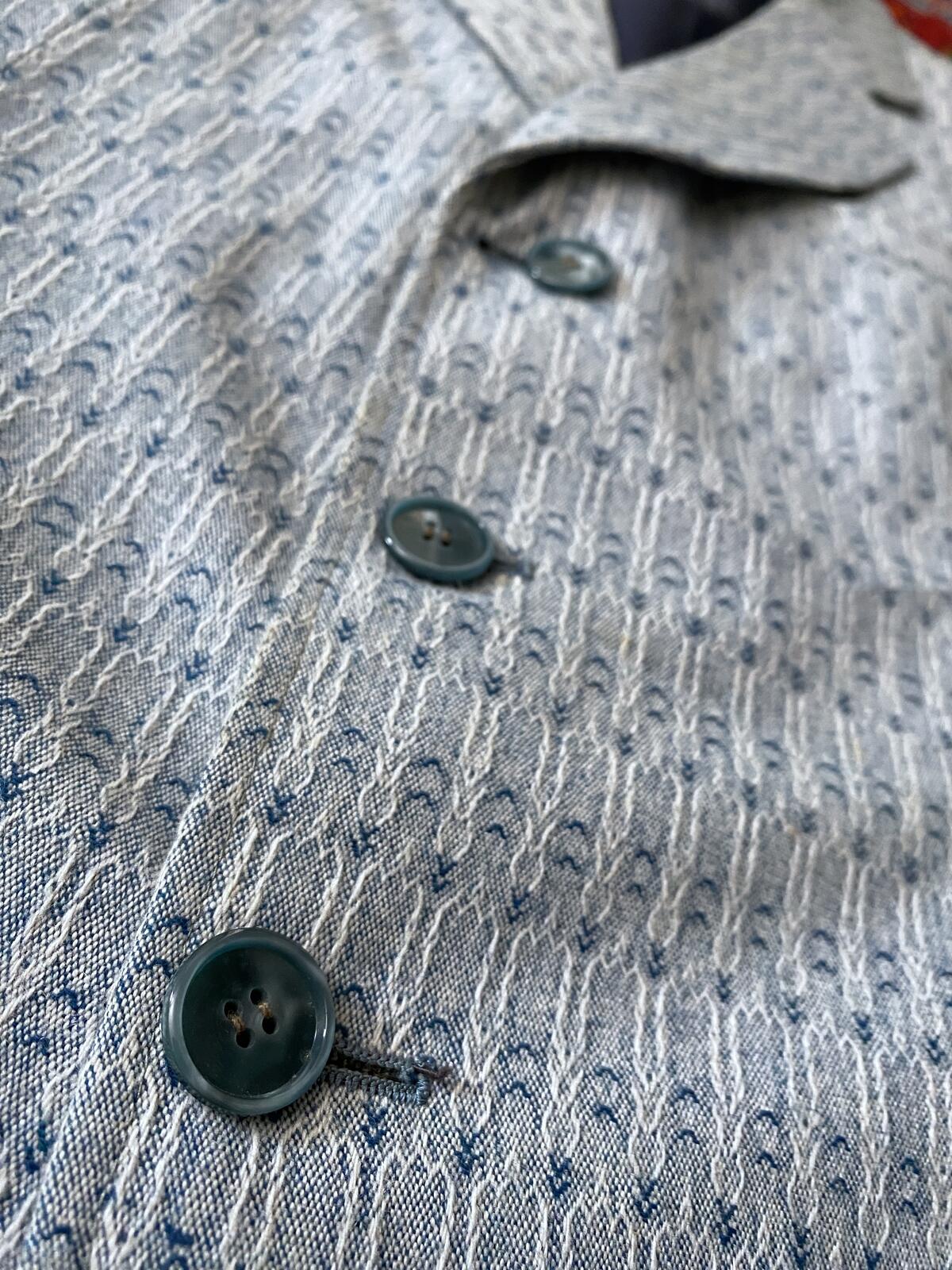 Vintage 1970s Light Blue Woven Pattern Blazer Jacket