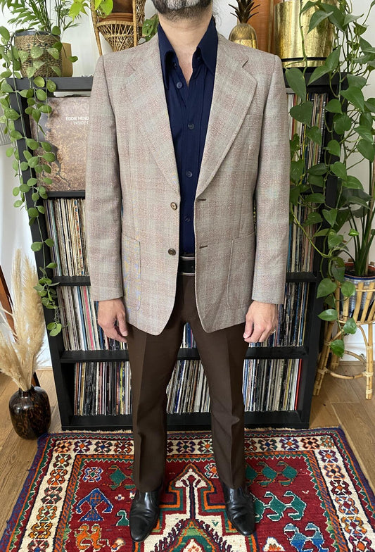 Vintage 1970s Italian Prince Of Wales Blazer Jacket