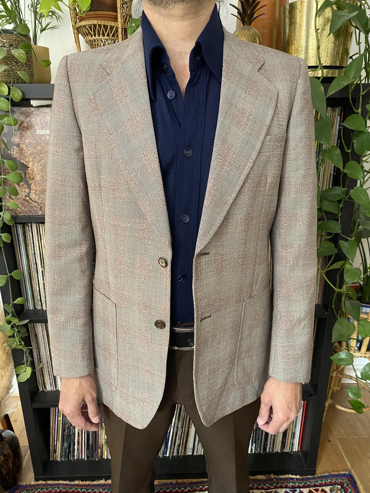 Vintage 1970s Italian Prince Of Wales Blazer Jacket