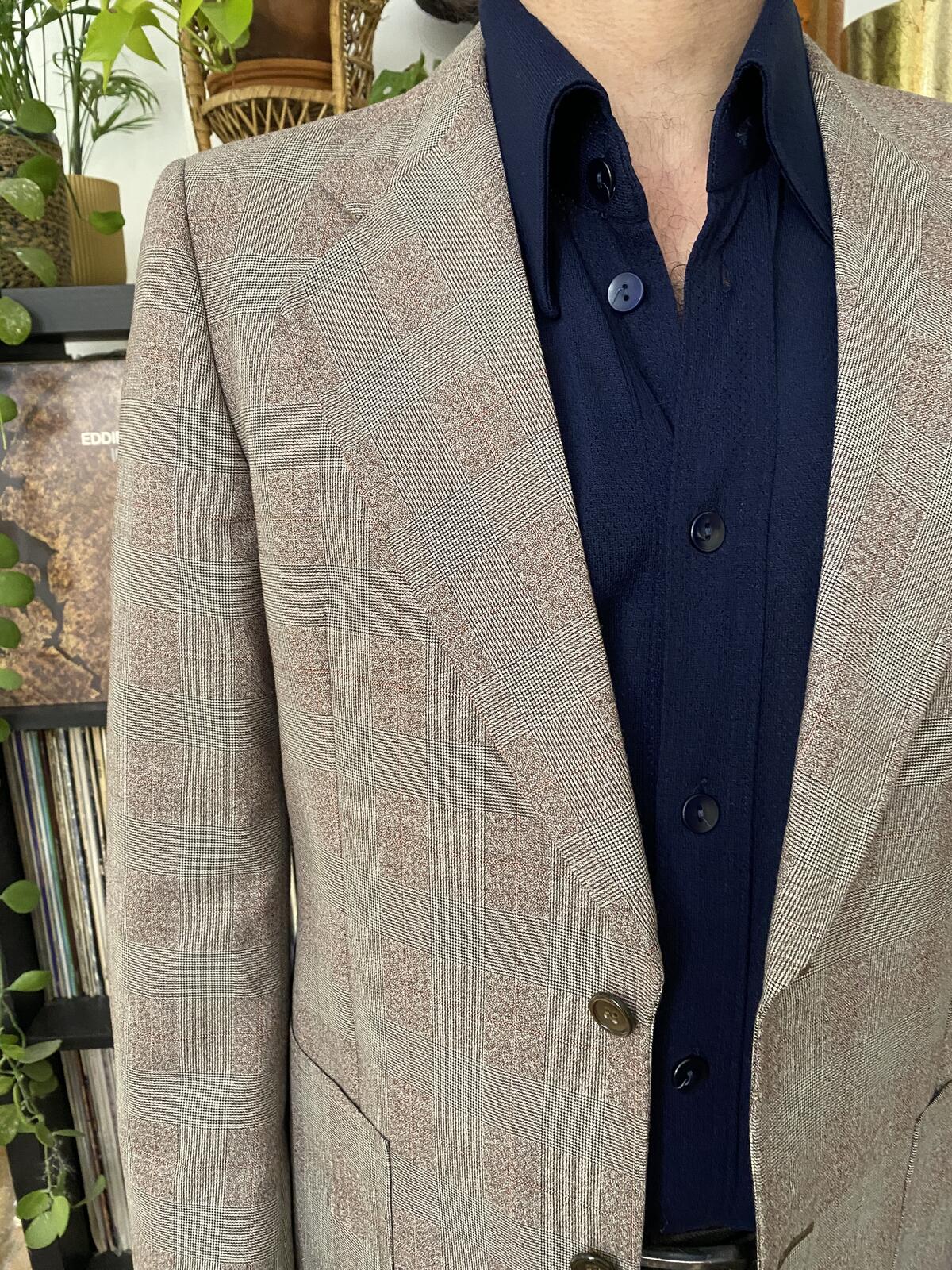 Vintage 1970s Italian Prince Of Wales Blazer Jacket