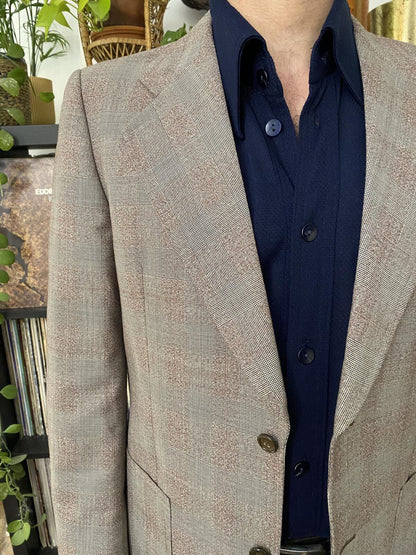Vintage 1970s Italian Prince Of Wales Blazer Jacket