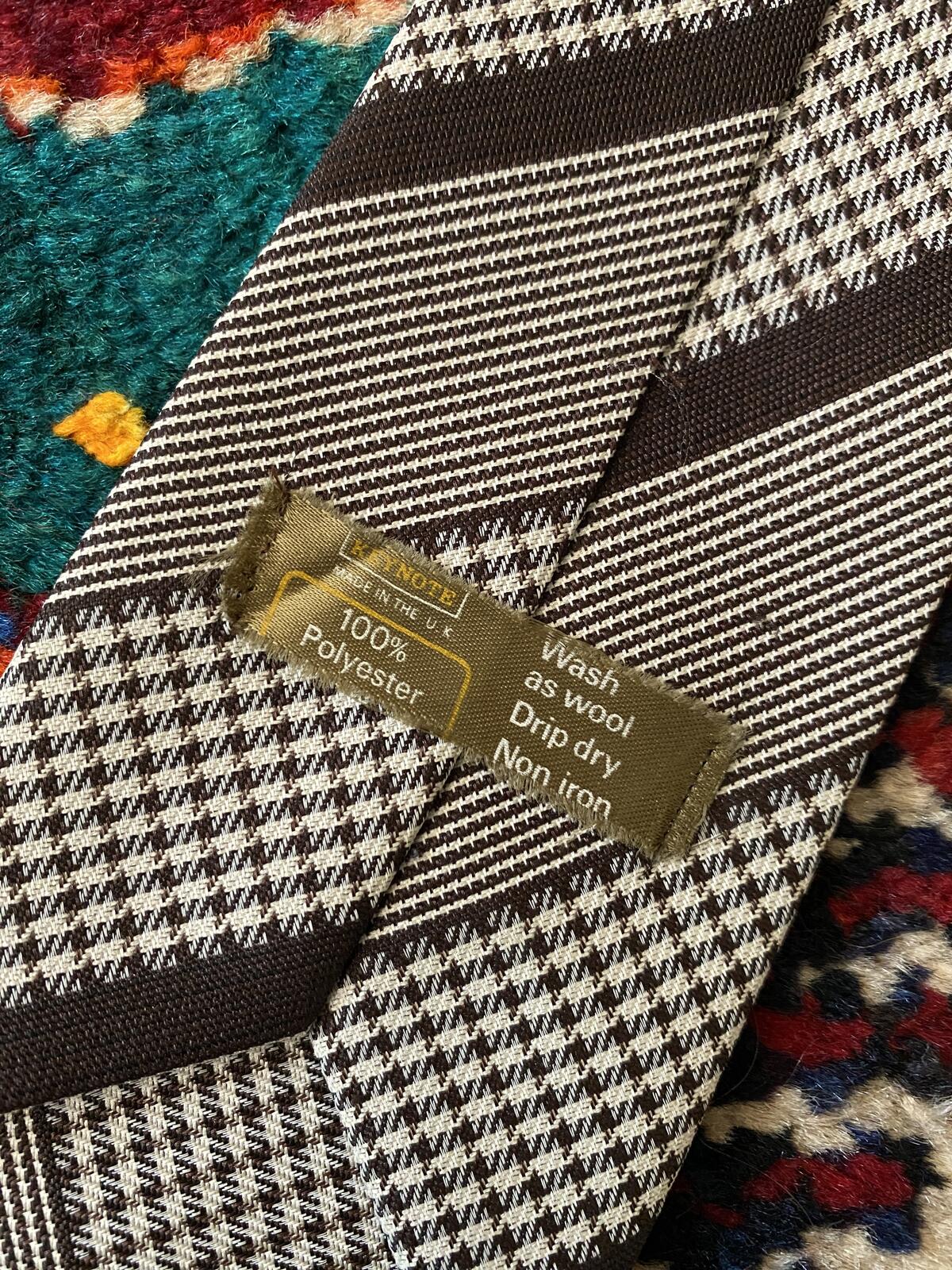 Vintage 1970s Brown Striped Woven Pattern Tie
