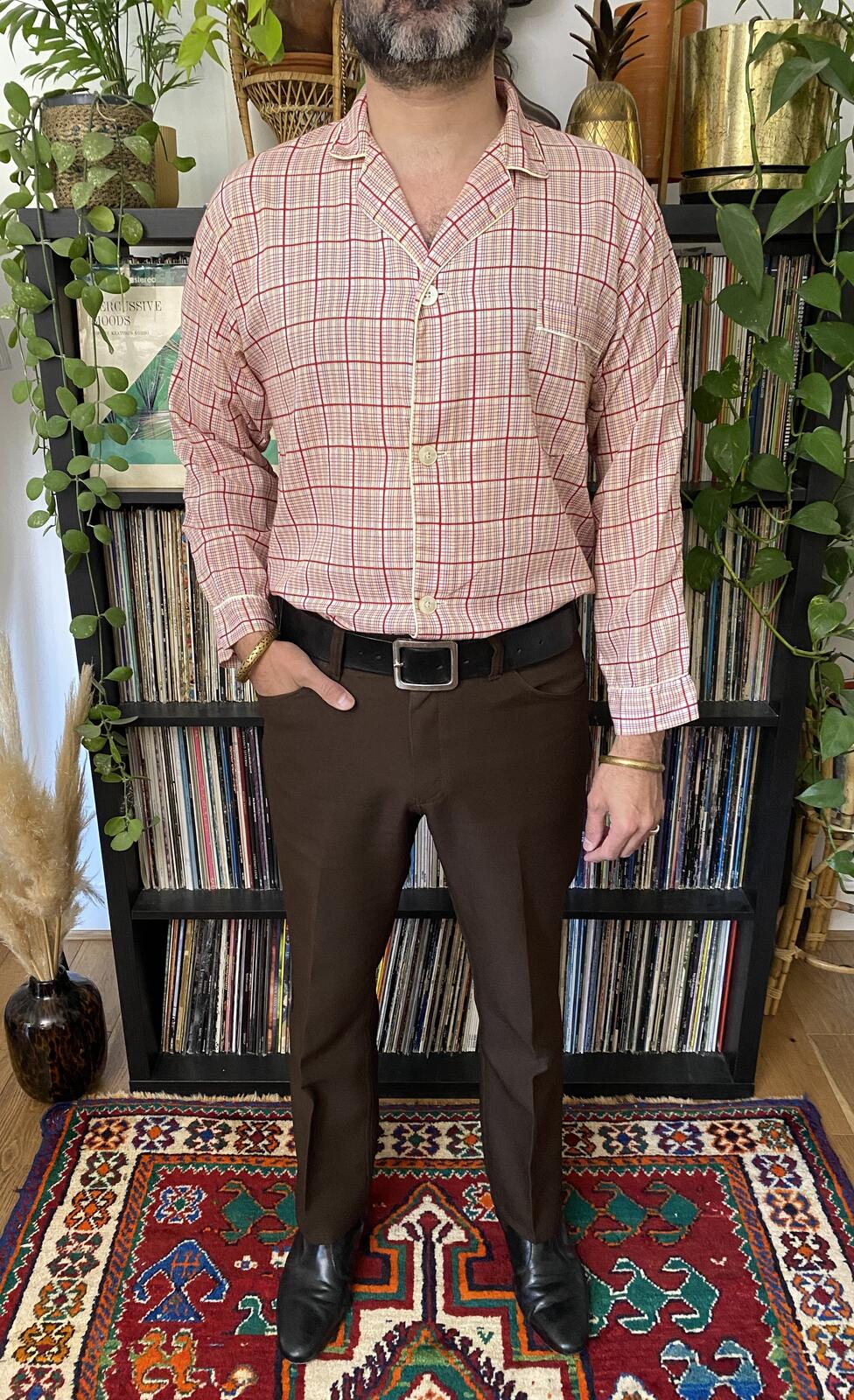Vintage 1960s Red Pajama Shirt