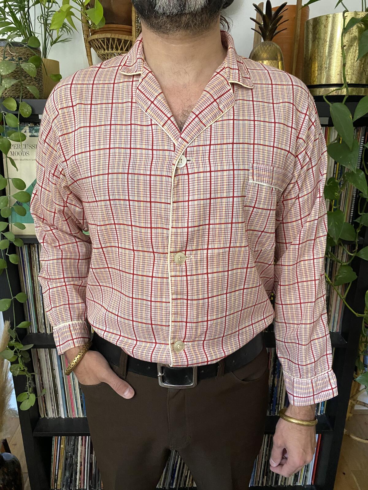 Vintage 1960s Red Pajama Shirt