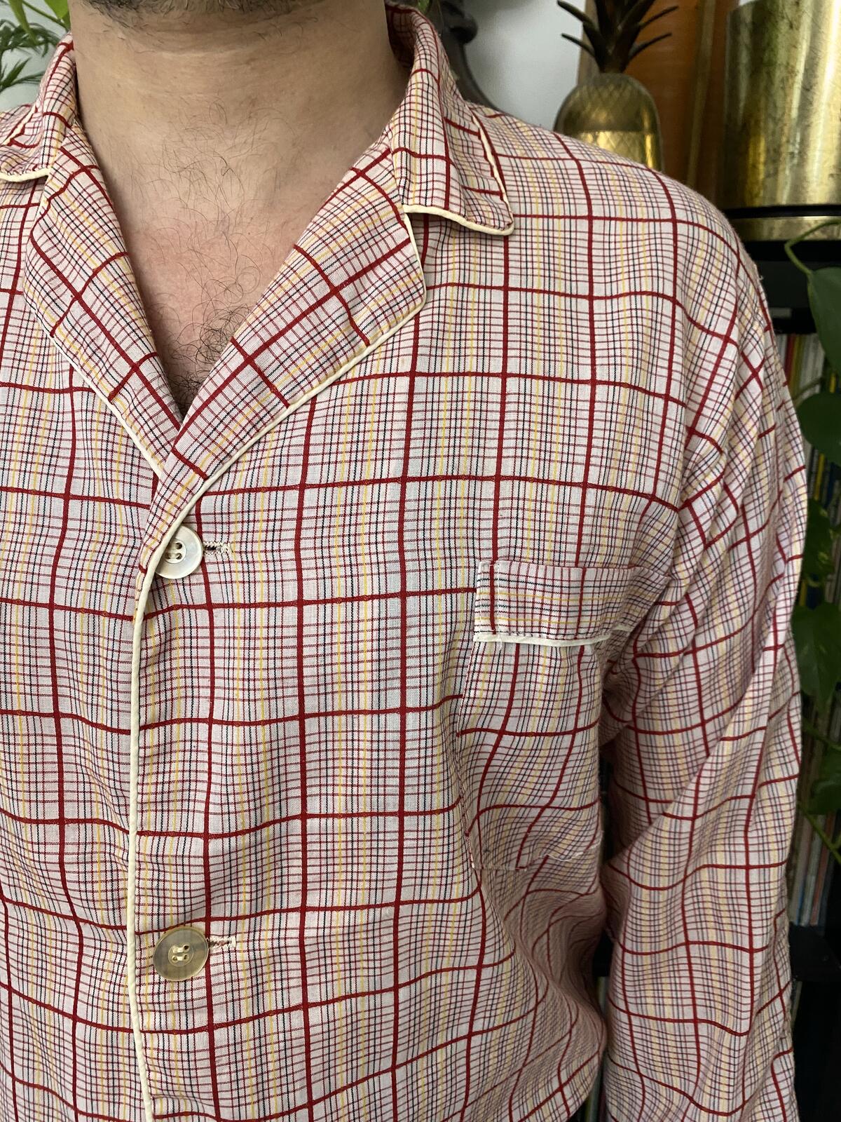 Vintage 1960s Red Pajama Shirt