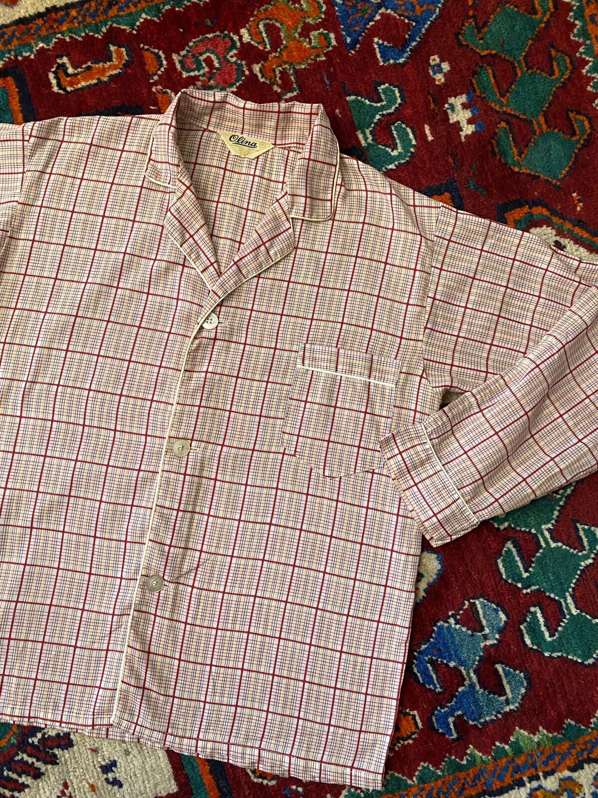 Vintage 1960s Red Pajama Shirt