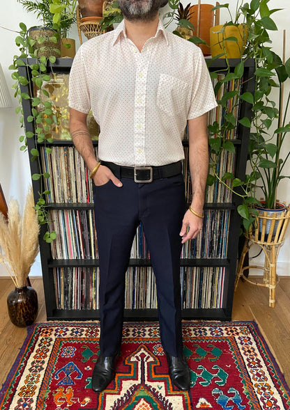 Vintage 1980s White & Red Polka Dot Shirt