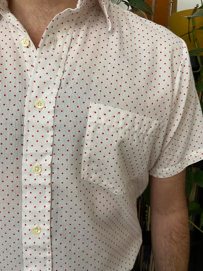 Vintage 1980s White & Red Polka Dot Shirt