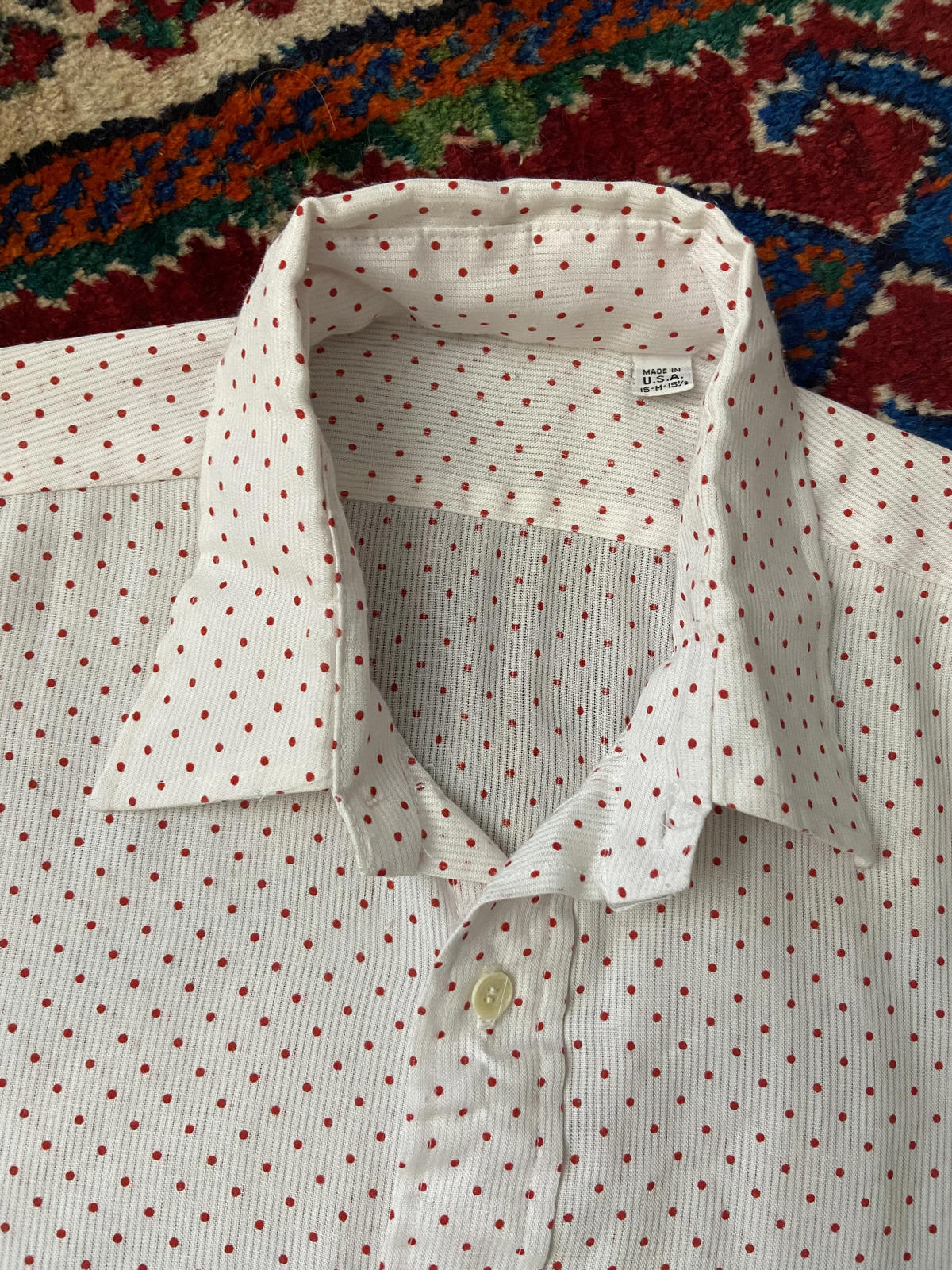 Vintage 1980s White & Red Polka Dot Shirt