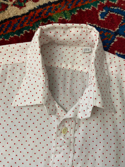 Vintage 1980s White & Red Polka Dot Shirt