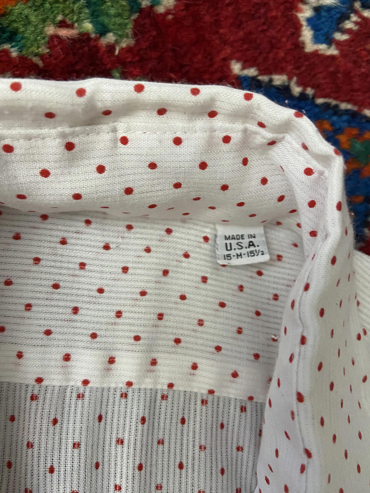 Vintage 1980s White & Red Polka Dot Shirt