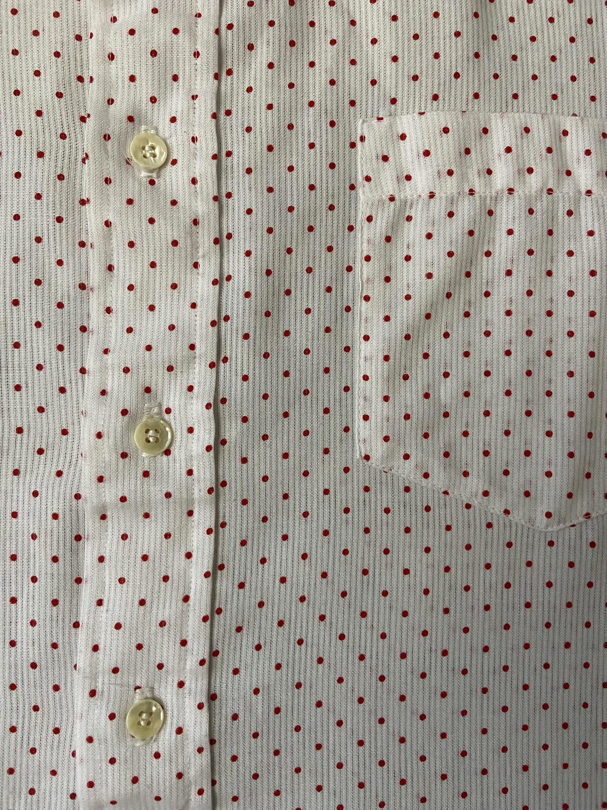Vintage 1980s White & Red Polka Dot Shirt