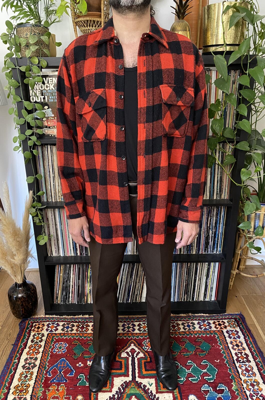 Vintage 1950s Red Penney Mackinaw Plaid Shirt