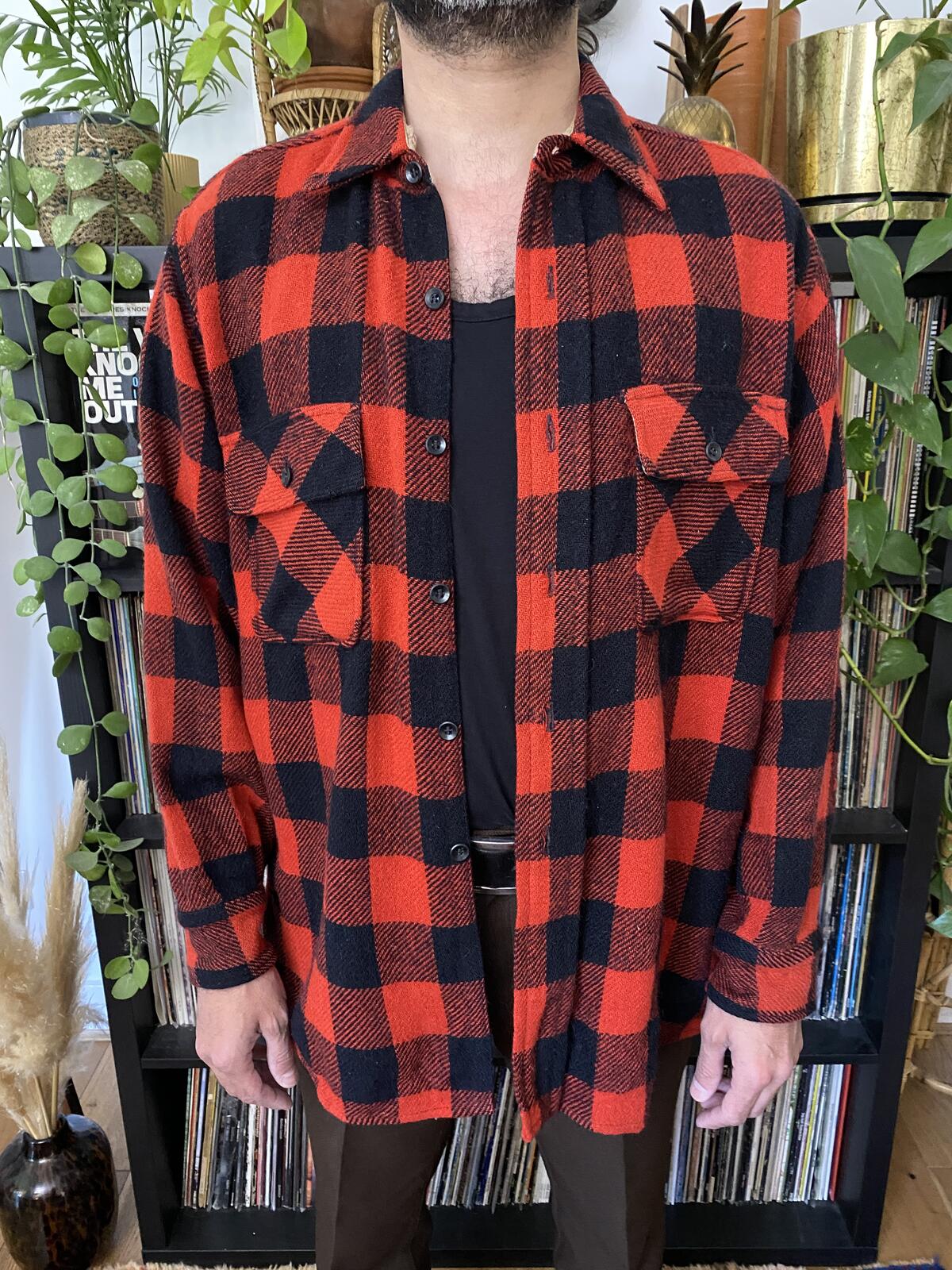 Vintage 1950s Red Penney Mackinaw Plaid Shirt