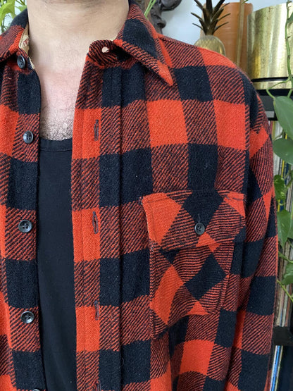 Vintage 1950s Red Penney Mackinaw Plaid Shirt