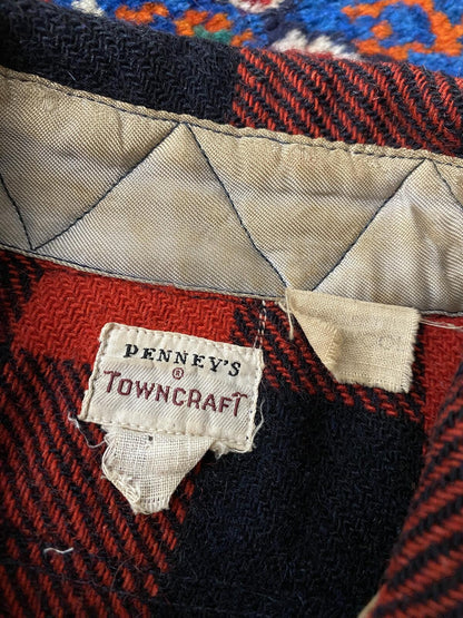 Vintage 1950s Red Penney Mackinaw Plaid Shirt
