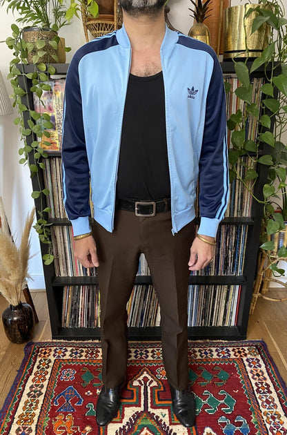 Vintage 1970s Adidas Ventex ATP Blue & Navy Track Top