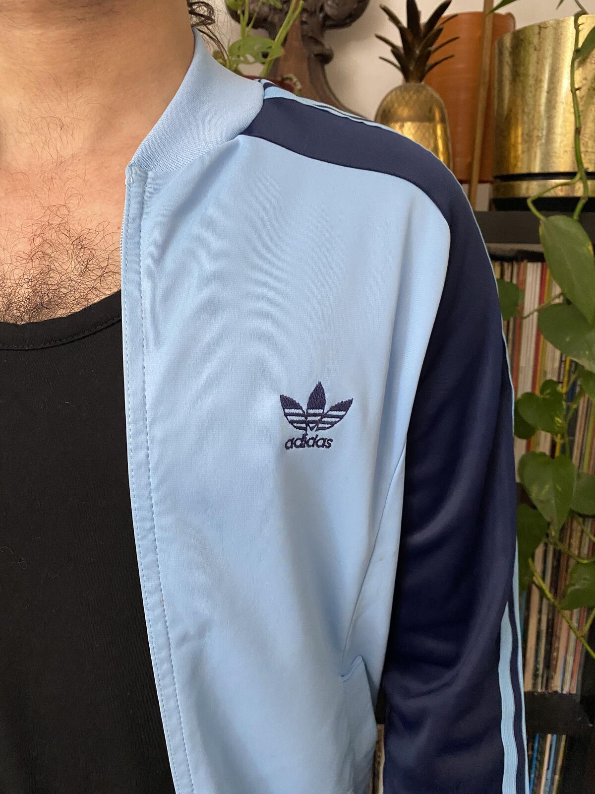 Vintage 1970s Adidas Ventex ATP Blue & Navy Track Top