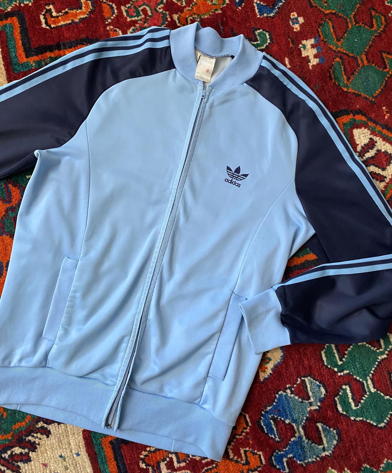 Vintage 1970s Adidas Ventex ATP Blue & Navy Track Top
