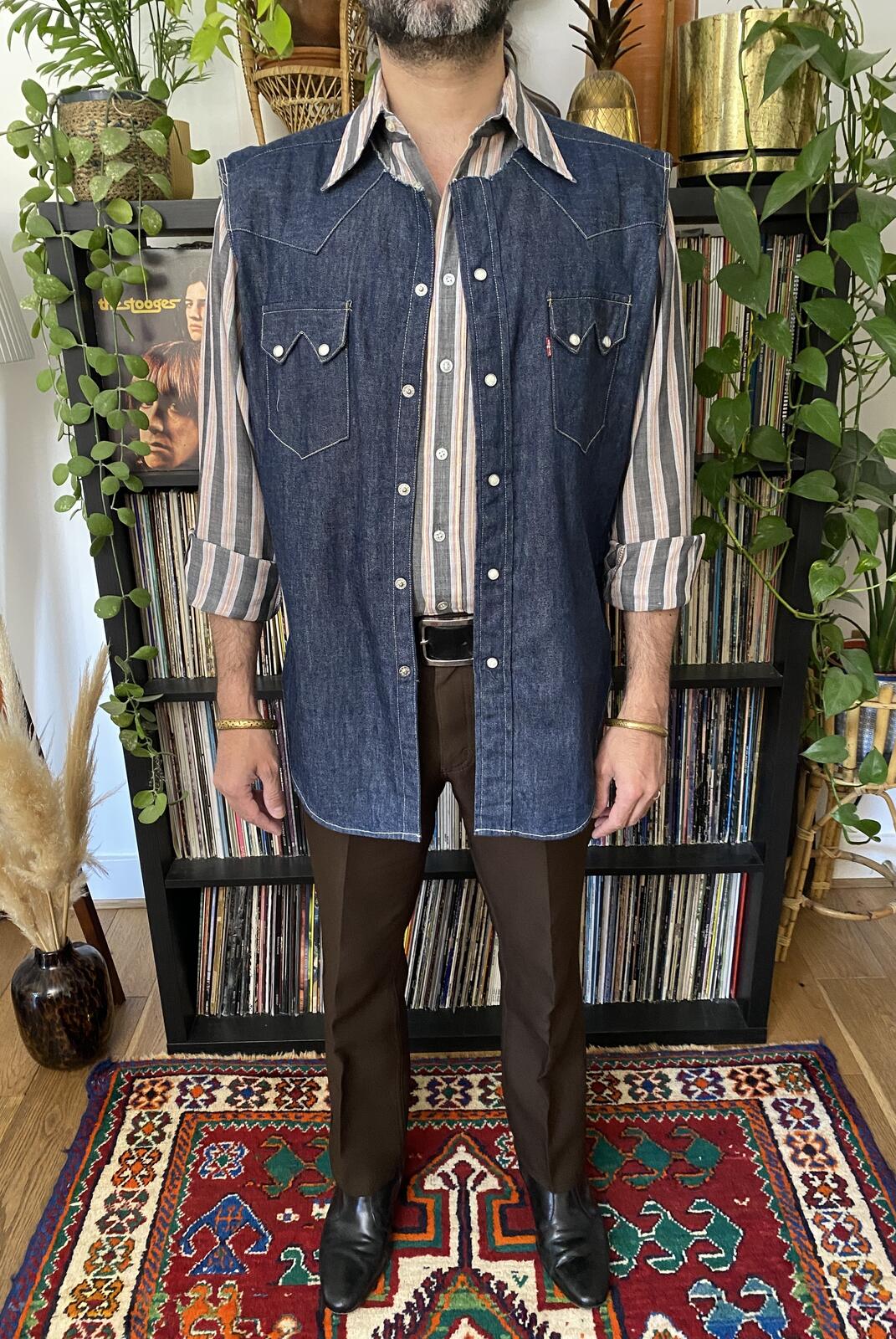 Vintage 90s Levi's Shorthorns Big E Custom Denim Shirt