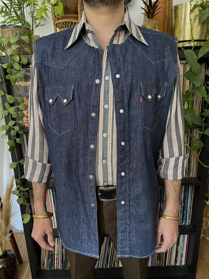 Vintage 90s Levi's Shorthorns Big E Custom Denim Shirt