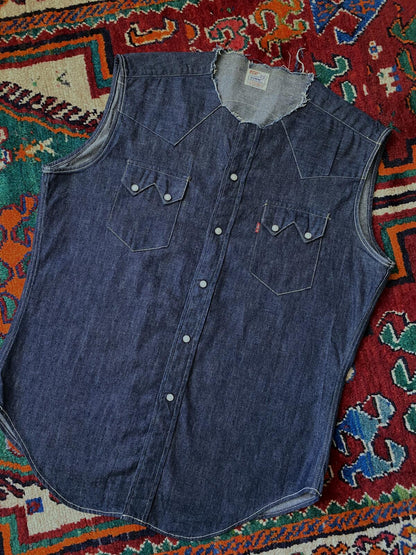 Vintage 90s Levi's Shorthorns Big E Custom Denim Shirt