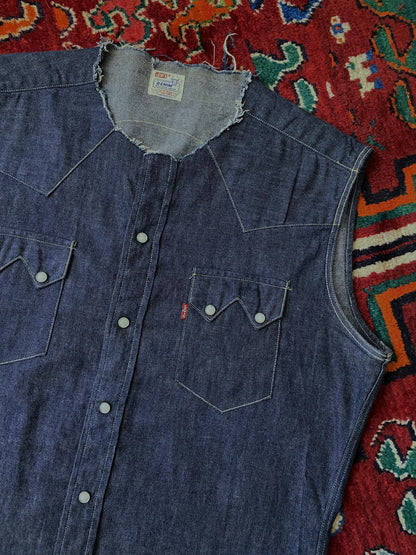 Vintage 90s Levi's Shorthorns Big E Custom Denim Shirt