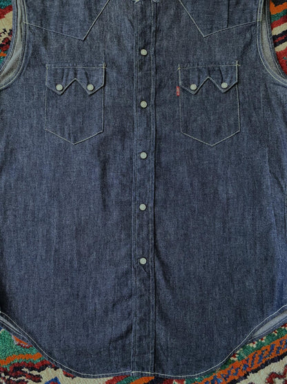 Vintage 90s Levi's Shorthorns Big E Custom Denim Shirt