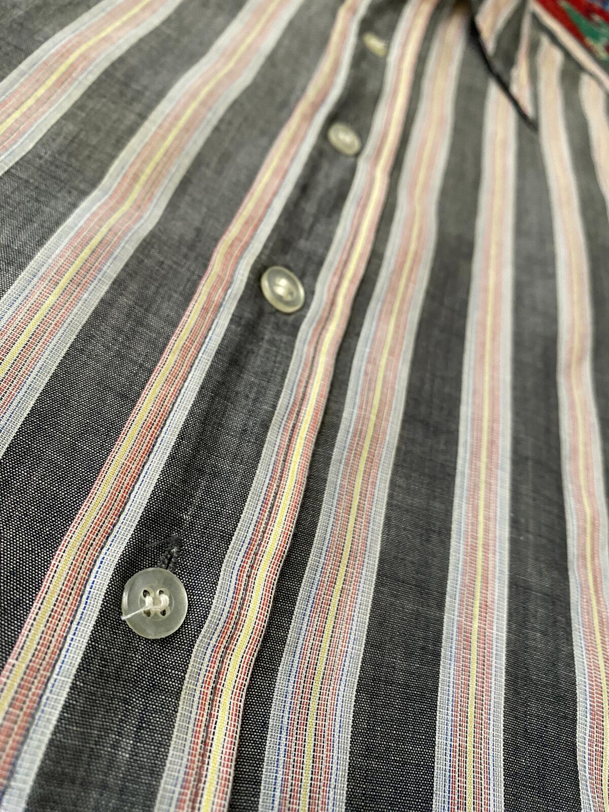Vintage 1970s Striped Grey Dagger Collar Shirt