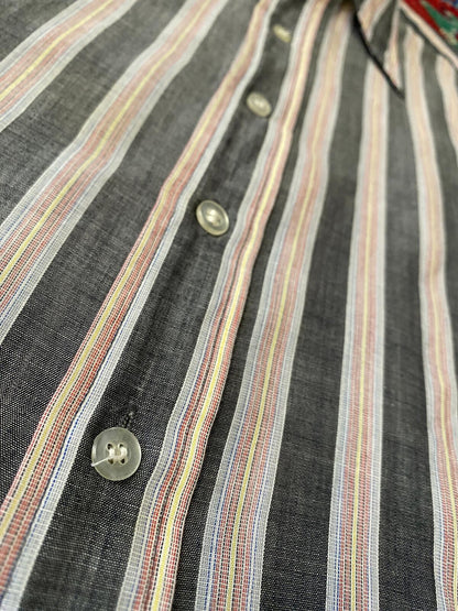 Vintage 1970s Striped Grey Dagger Collar Shirt