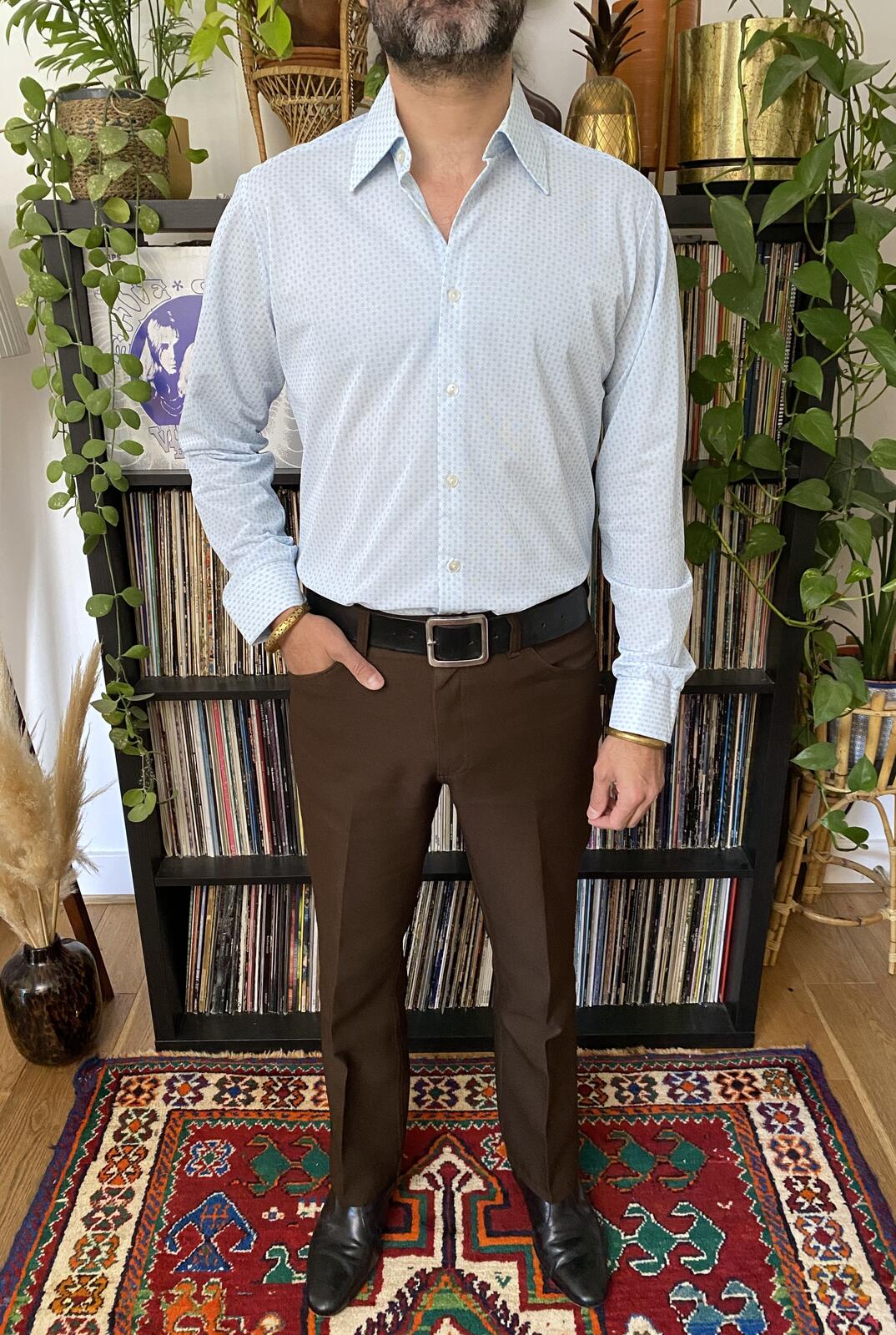 Vintage 1970s Blue St Michael Nylon Shirt