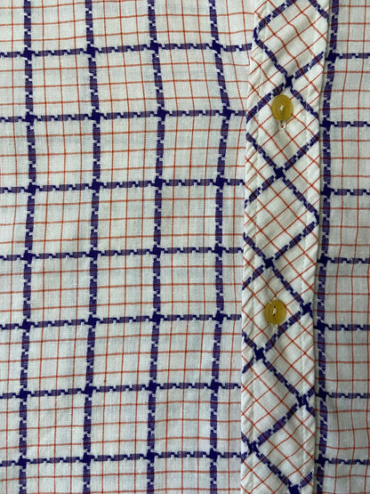 Vintage 1970s White Square Woven Patterned Shirt