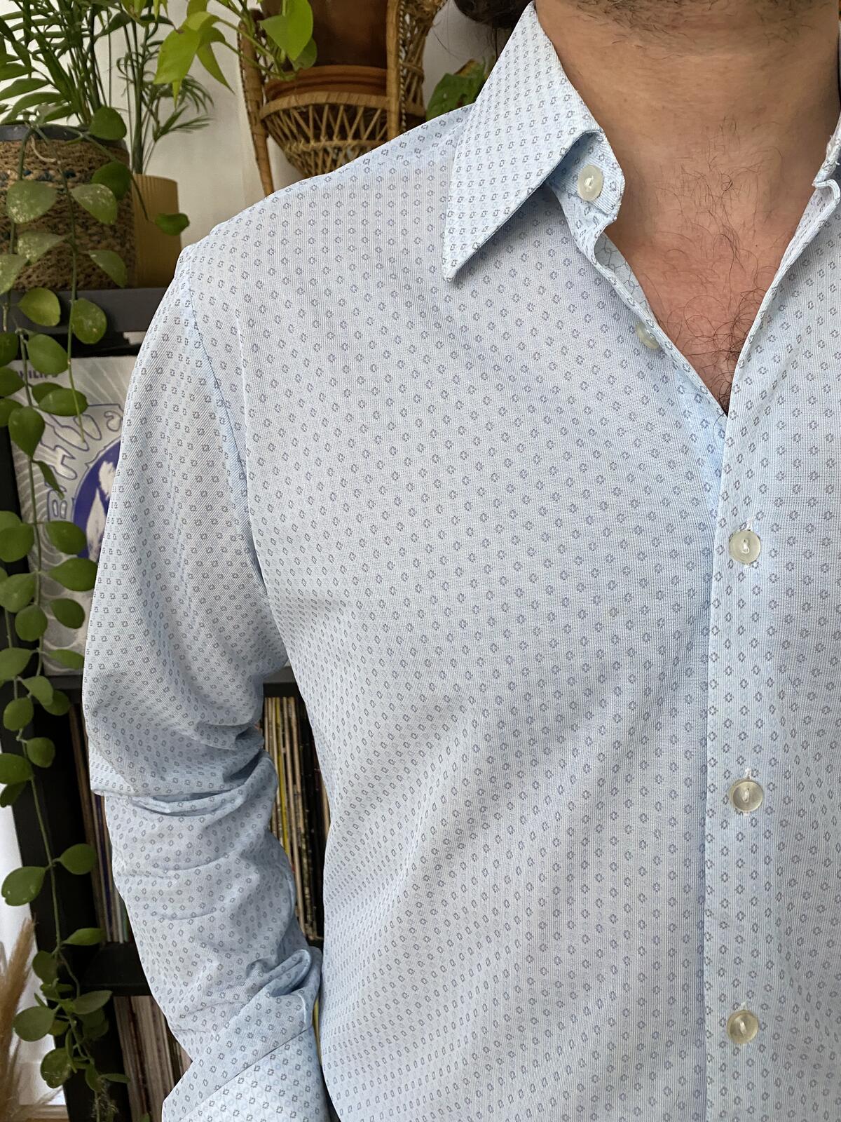 Vintage 1970s Blue St Michael Nylon Shirt