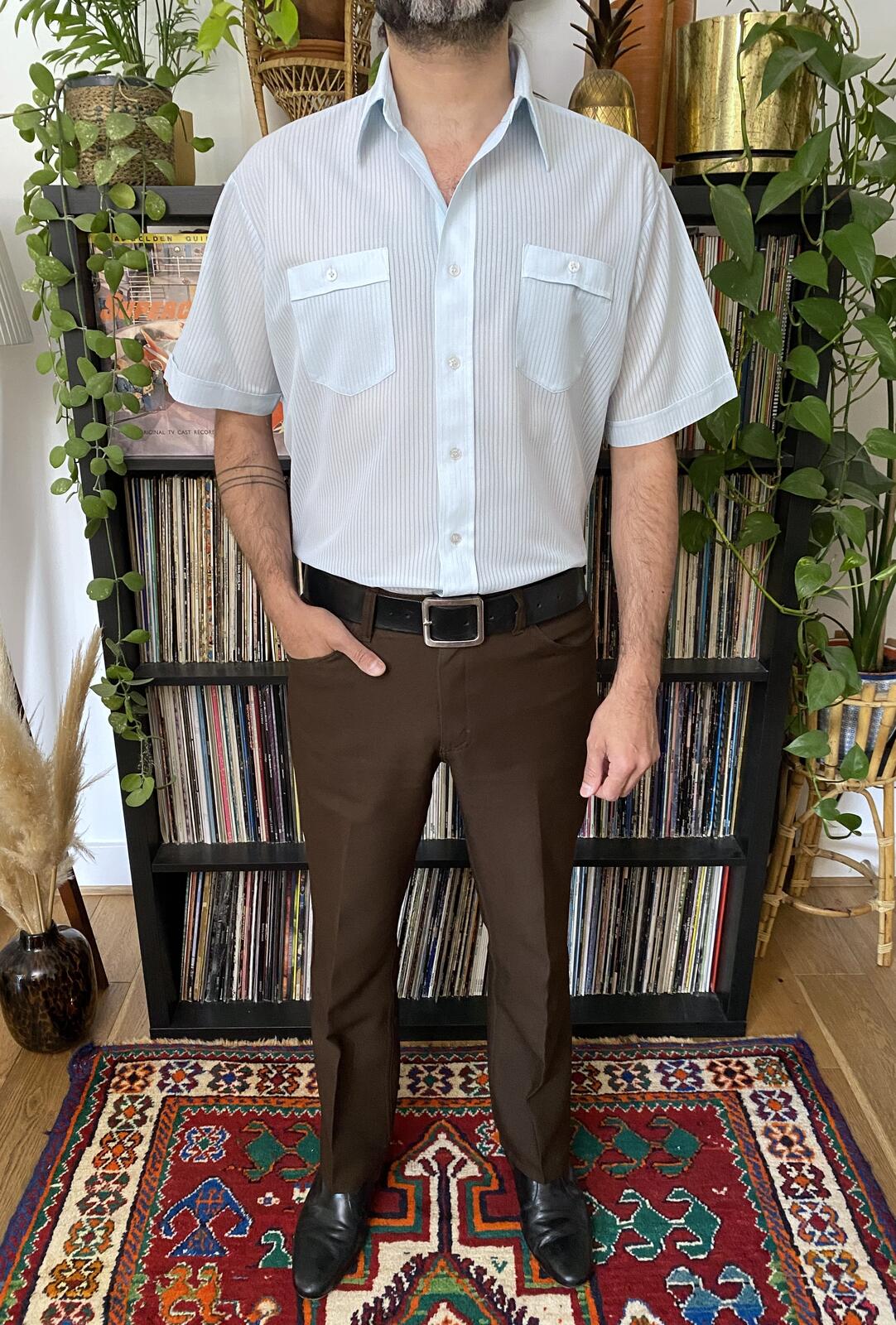 Vintage 1970s Pale Blue Gauzy Shirt