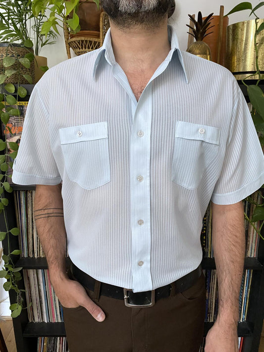 Vintage 1970s Pale Blue Gauzy Shirt