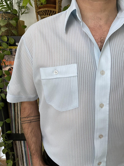 Vintage 1970s Pale Blue Gauzy Shirt