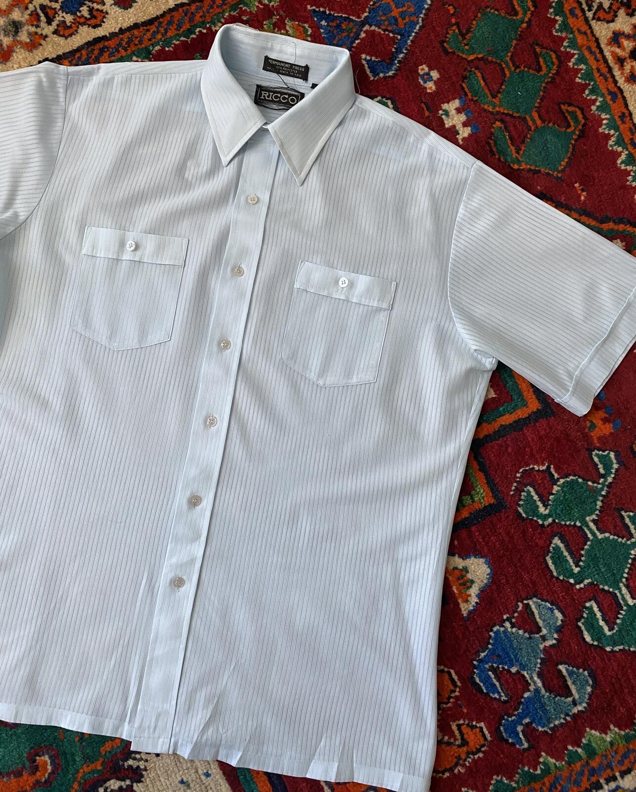 Vintage 1970s Pale Blue Gauzy Shirt