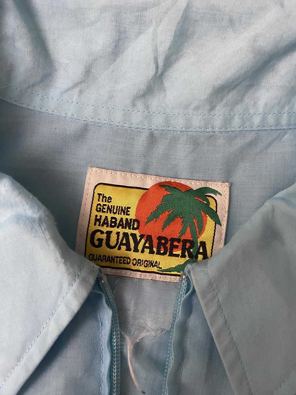 Vintage XL Baby Blue Embroidered Guayabera Mexican Shirt