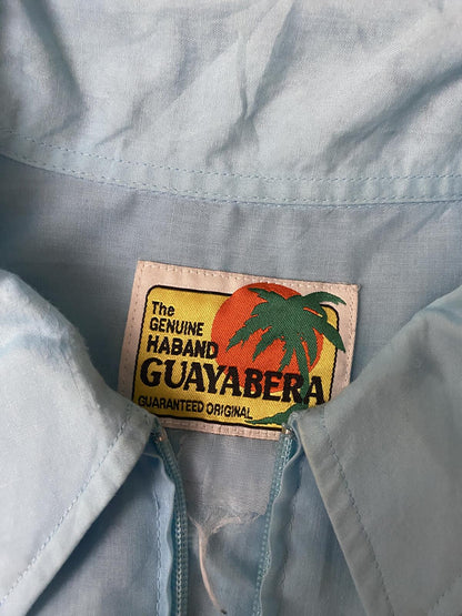 Vintage XL Baby Blue Embroidered Guayabera Mexican Shirt