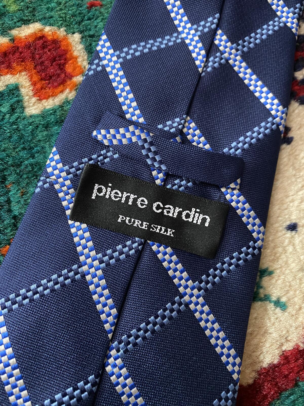 Vintage 90s Blue Pierre Cardin Silk Tie