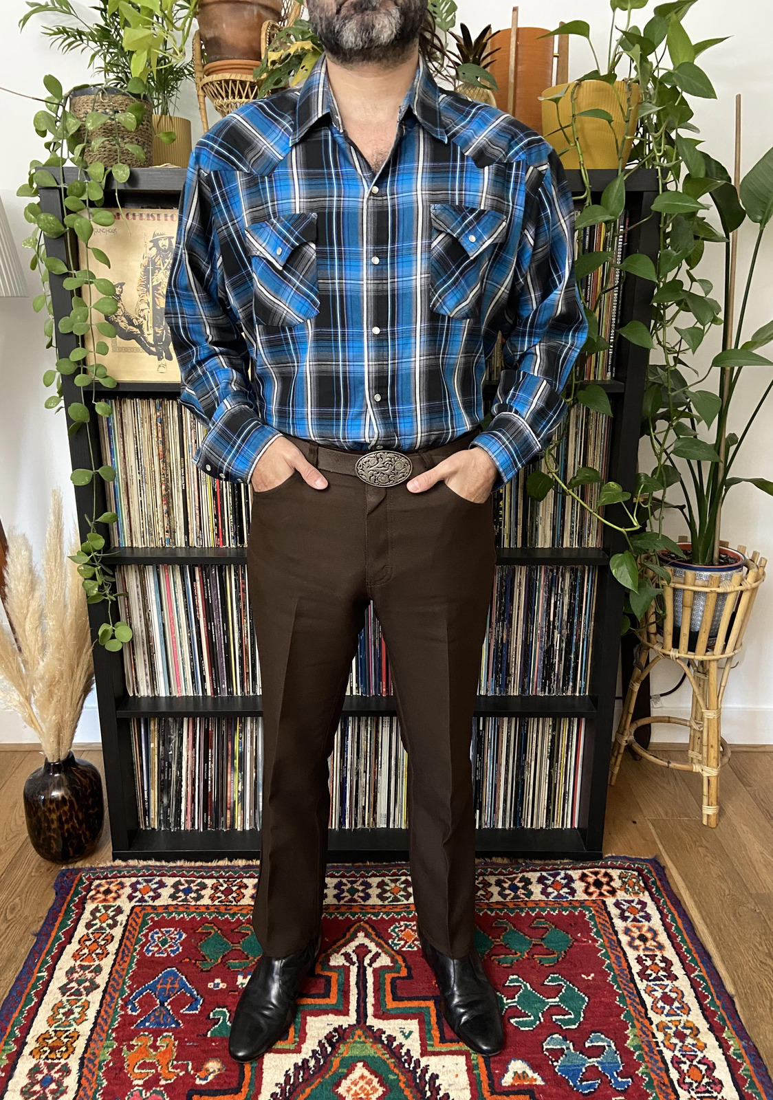 Vintage XXL Blue Ely Cattleman Western Shirt